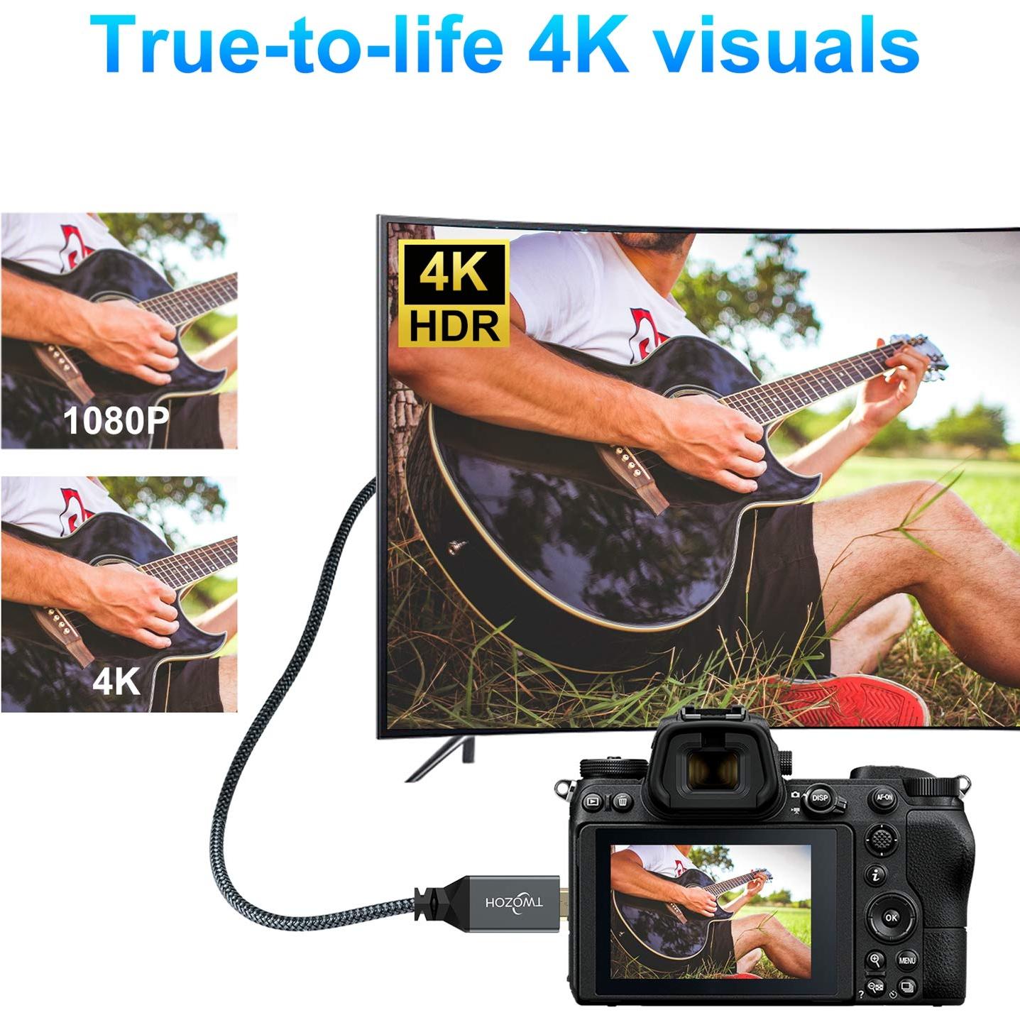 Cable Micro HDMI a HDMI Twozoh 0.3m Alta Velocidad 4K 1080p