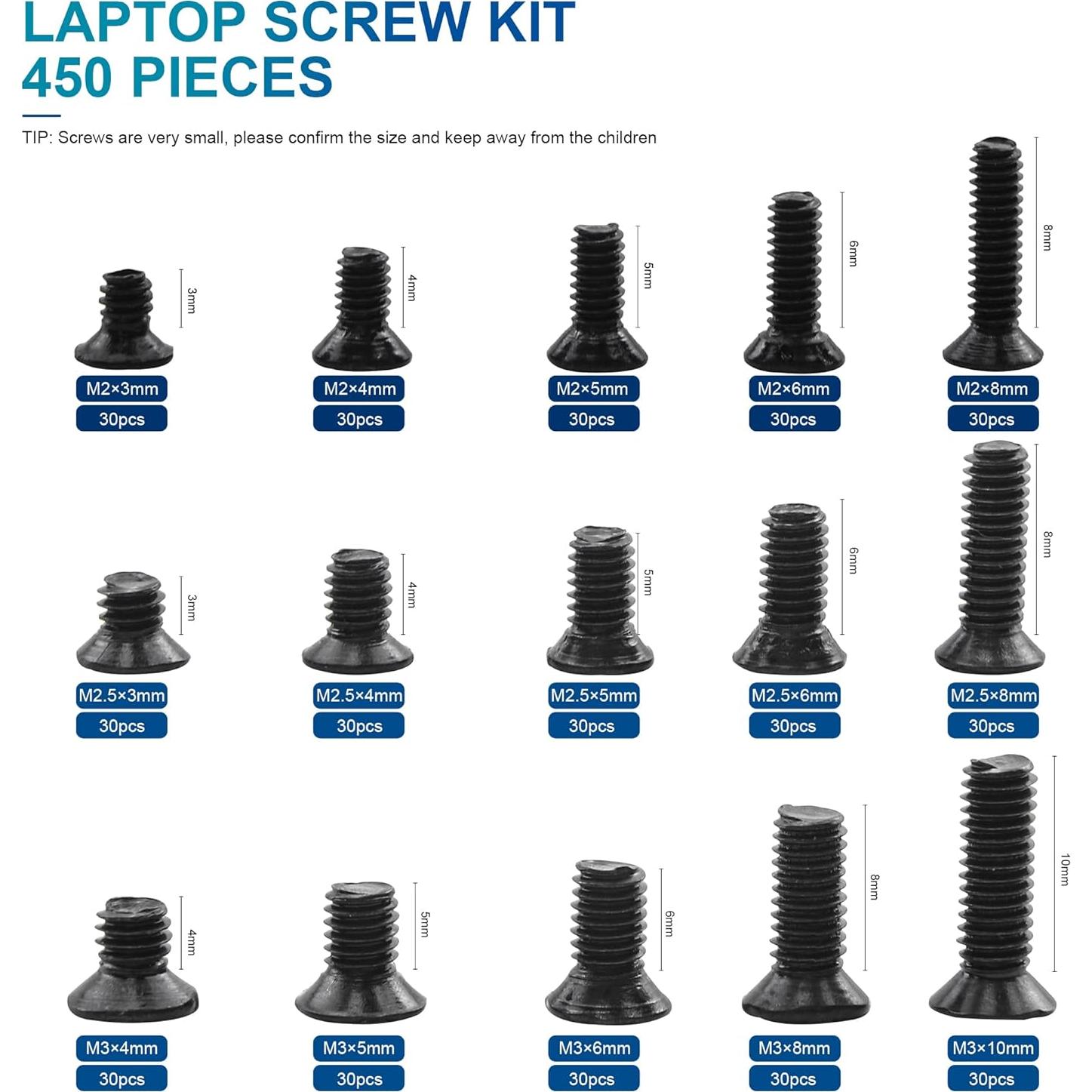 Kit de Tornillos para Laptop NINDEJIN 450PCS M2 M2.5 M3