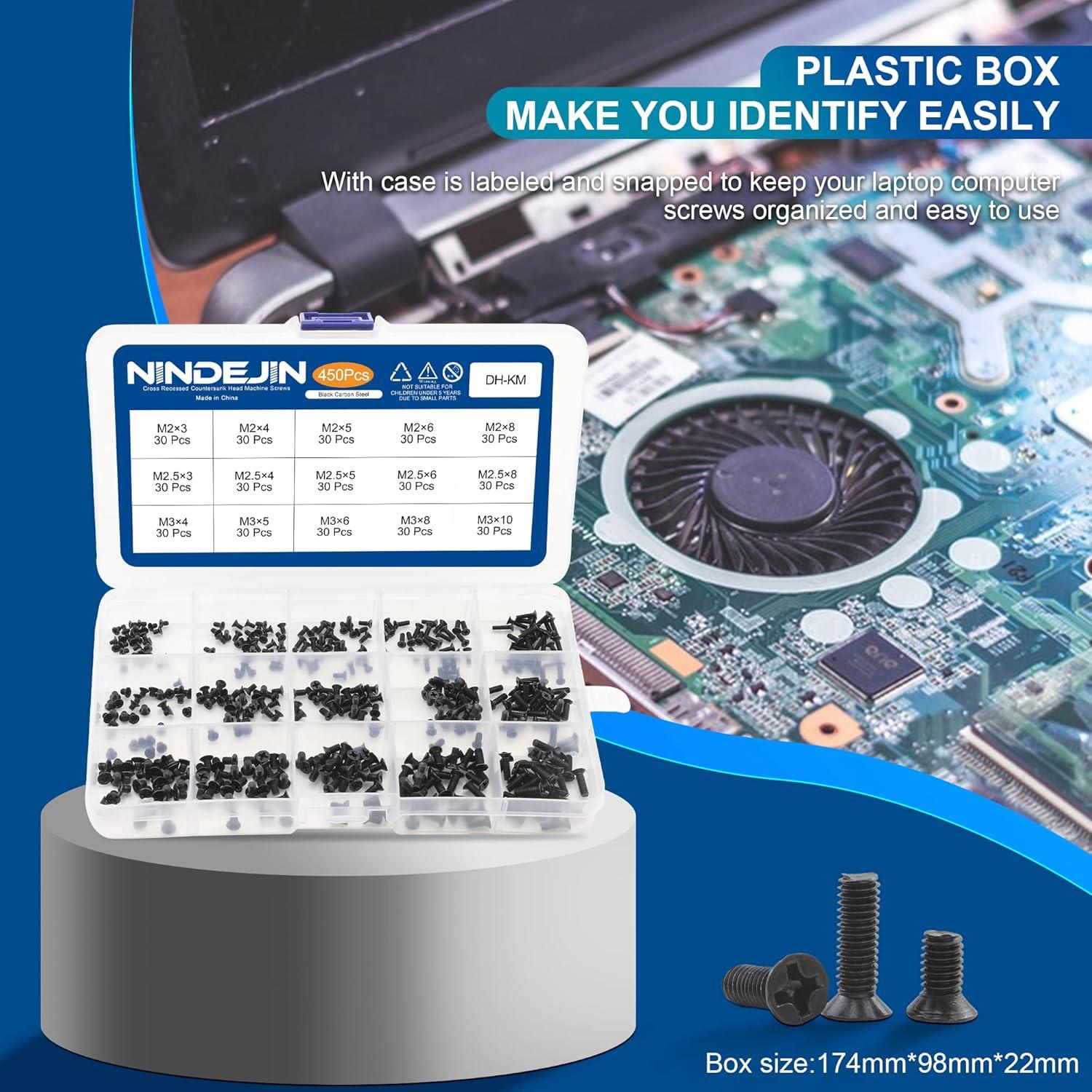 Kit de Tornillos para Laptop NINDEJIN 450PCS M2 M2.5 M3