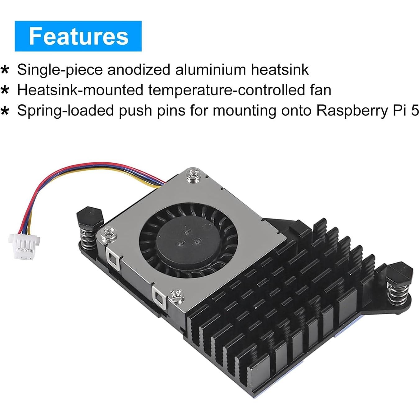 Ventilador Activo Refrigerador DORHEA para Raspberry Pi 5 - Negro
