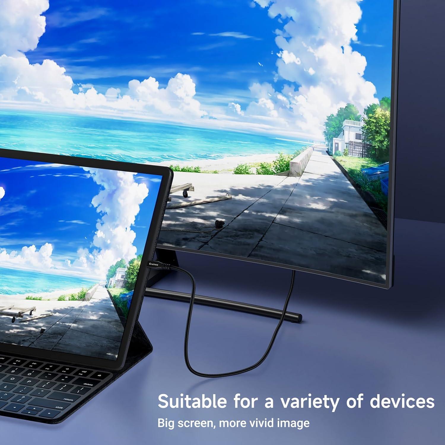 Cable Micro HDMI a HDMI Cratree 1.01m 8K 60Hz Ultra Alta Velocidad