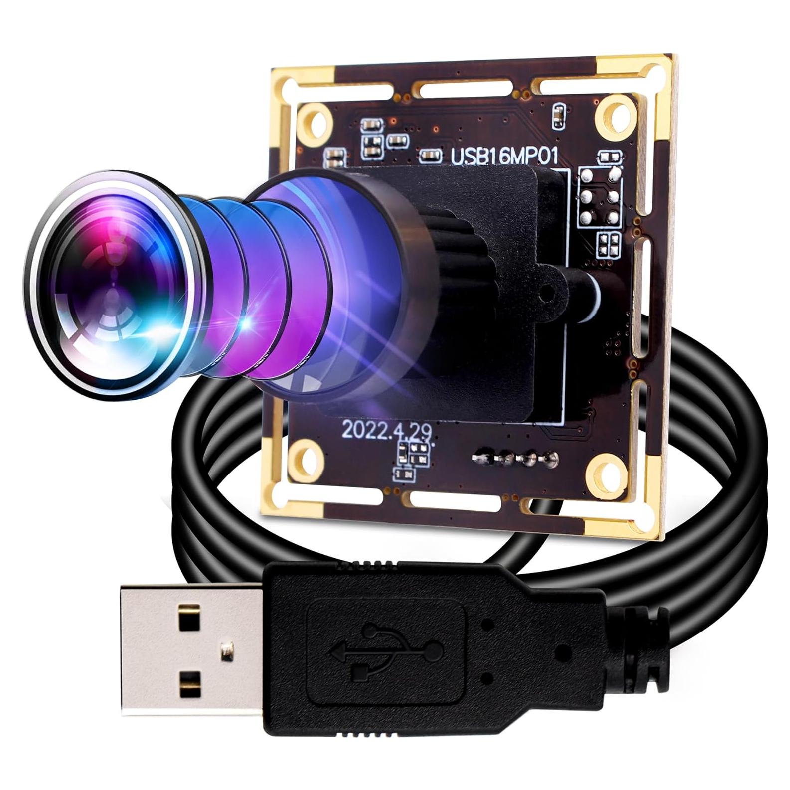 Cámara Fisheye USB 16MP IEights IMX298 170° para PC y Raspberry Pi