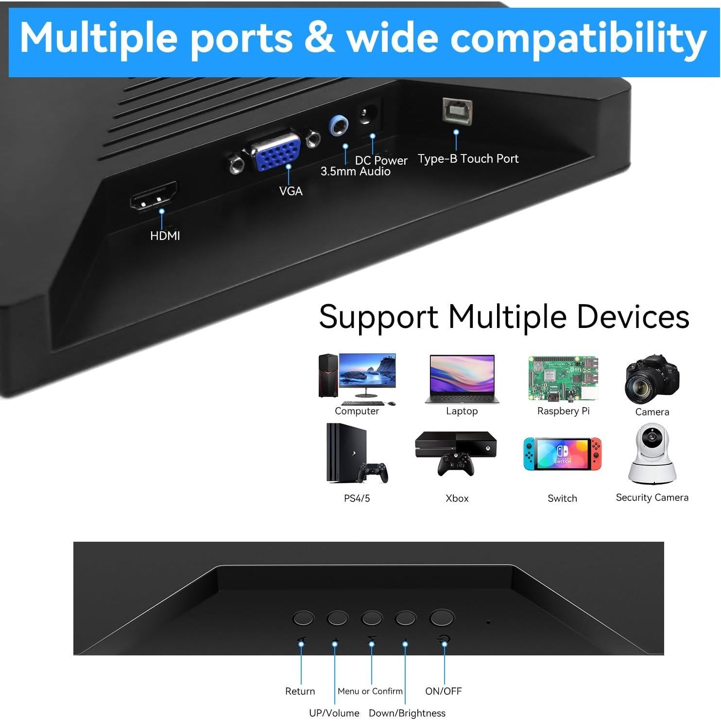 Monitor Portátil Táctil Kenowa 13.3" FHD 1080P con Privacidad