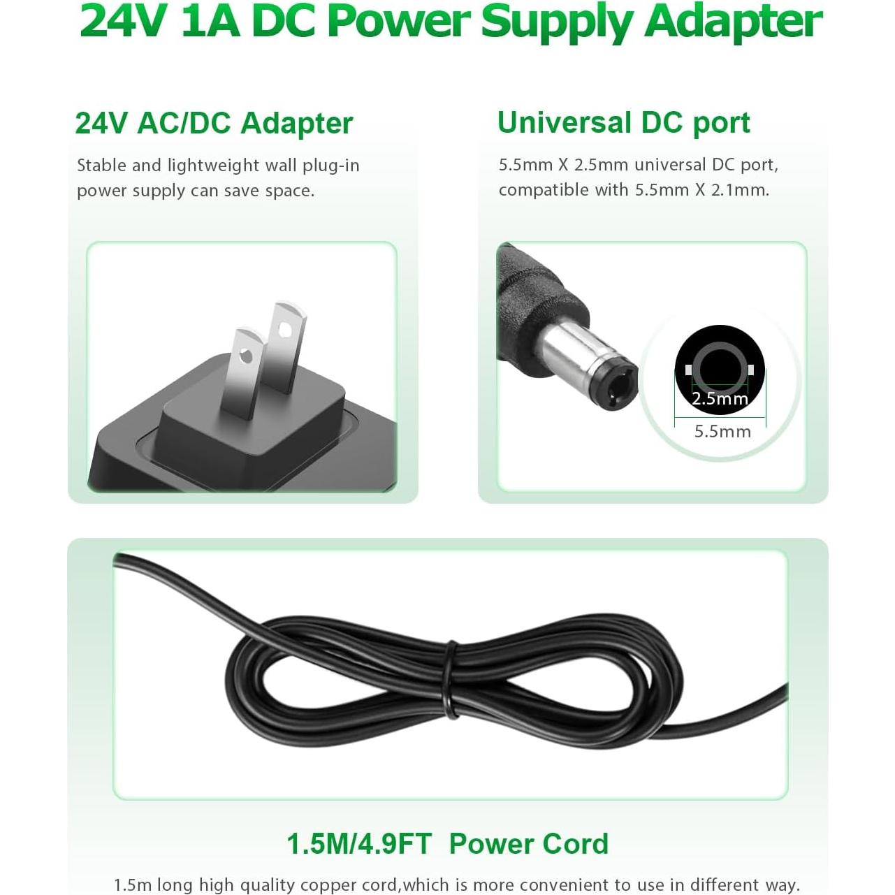 Fuente de Poder AC/DC 24V 1A 1.5M SHEN ZHEN para LED