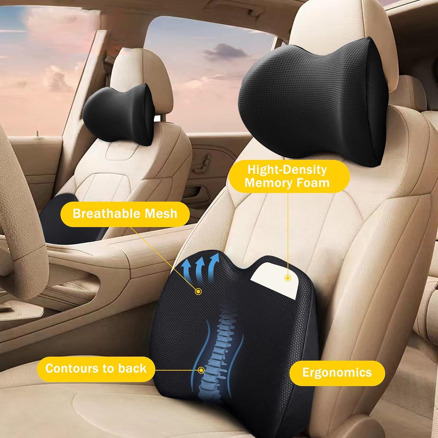 Almohada Lumbar Ergonómica SPRFUFLY para Auto - Espuma Memoria
