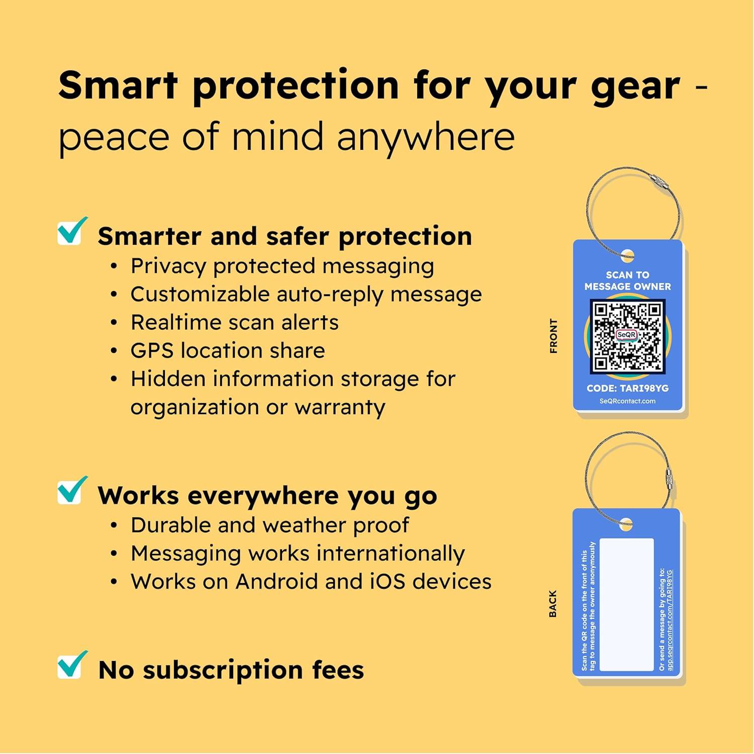 Etiquetas de Equipaje Inteligentes SeQR - 2 Piezas, Código QR