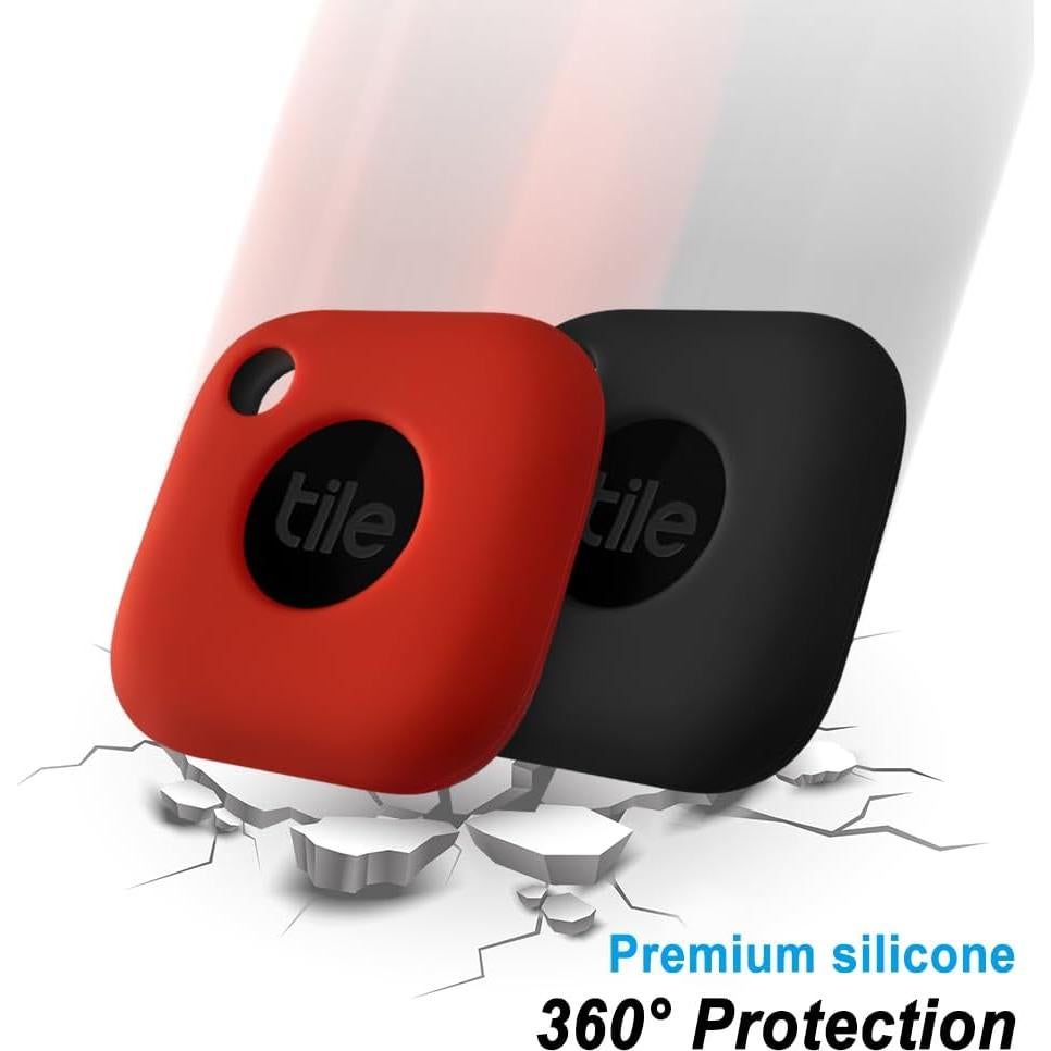 Funda de Silicona Geiomoo para Tile Mate 2024/2022 - 2 Pzs Negro/Rojo