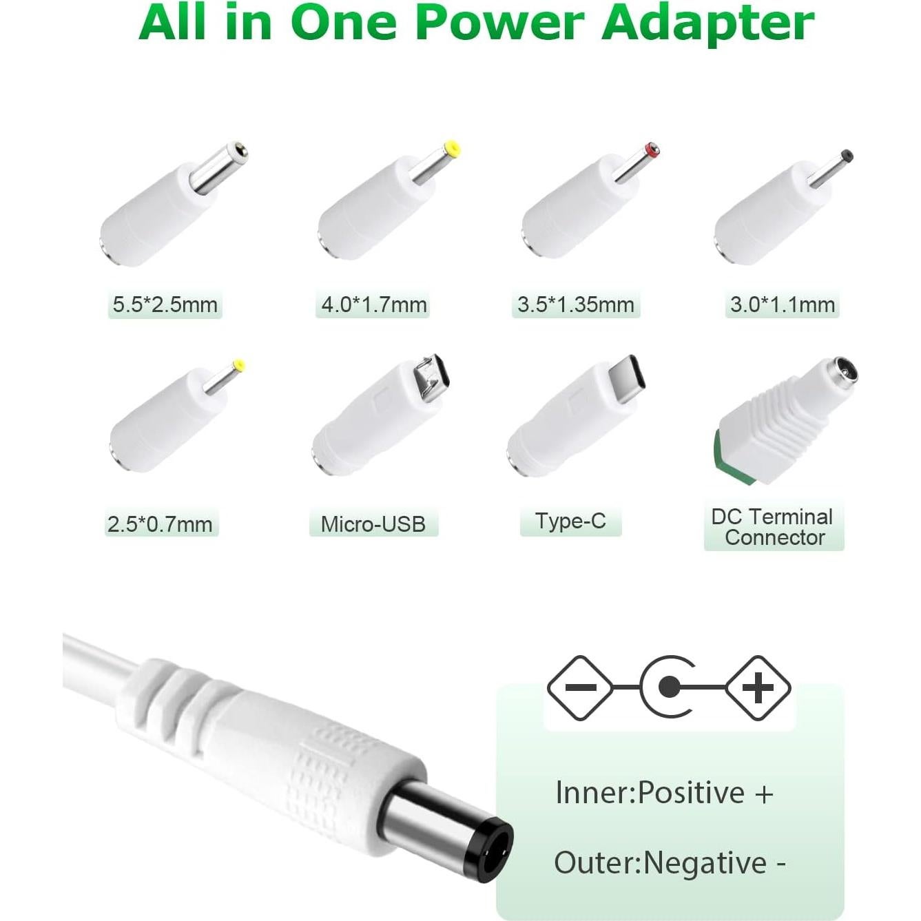 Adaptador de Alimentación 5V 1A Arkare con 8 Enchufes DC