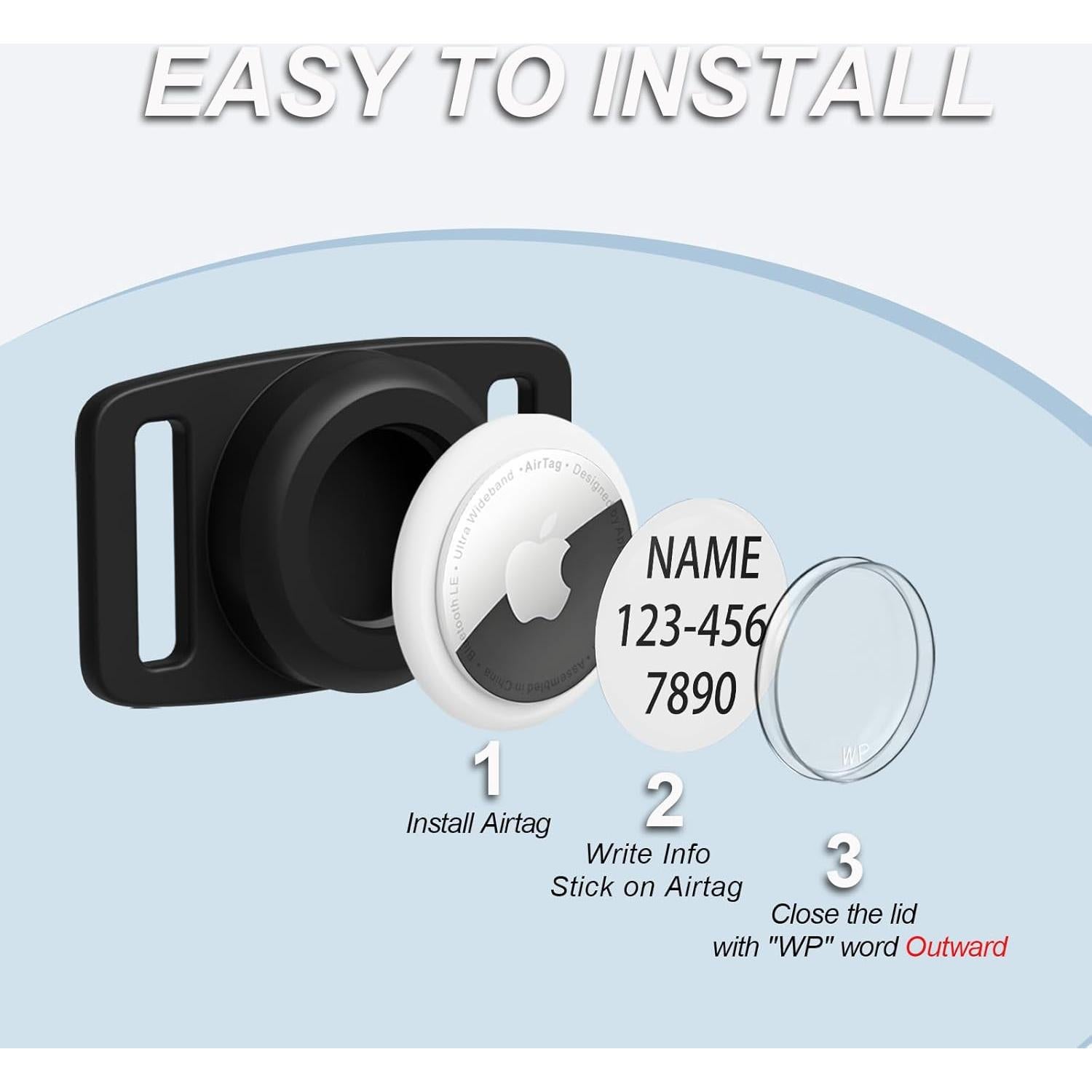 Soporte para Collar de Perro LANIMO AirTag IP68 Negro 2.54 cm