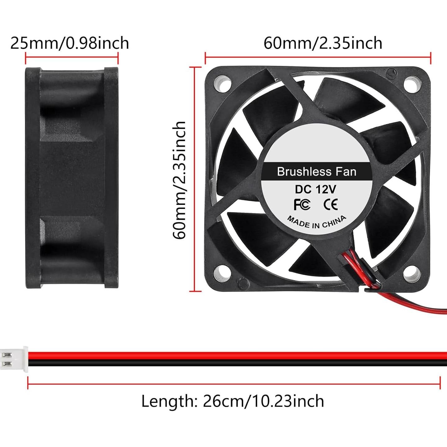 4 Ventiladores de Refrigeración UMLIFE 60x60x25mm 12V CC