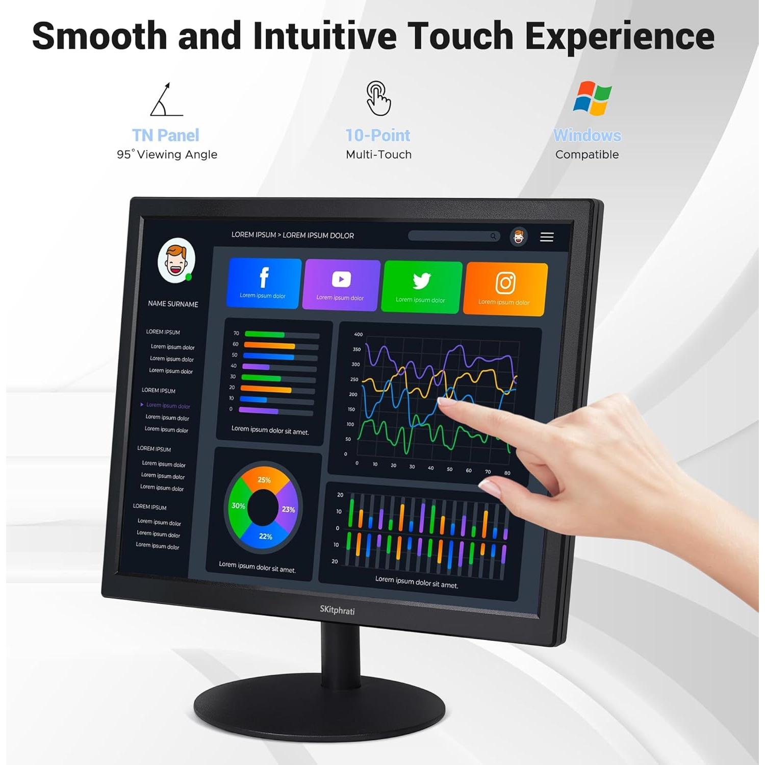 Monitor Táctil 17" SKitphrati 1280x1024 HDMI VGA VESA