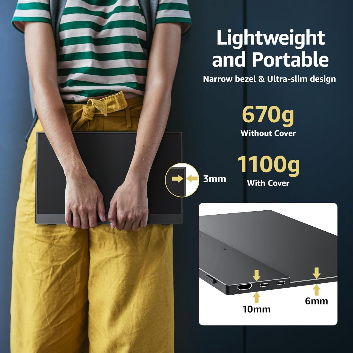 Monitor Portátil Cocopar 15.6" FHD 1080P USB-C HDMI con Soporte