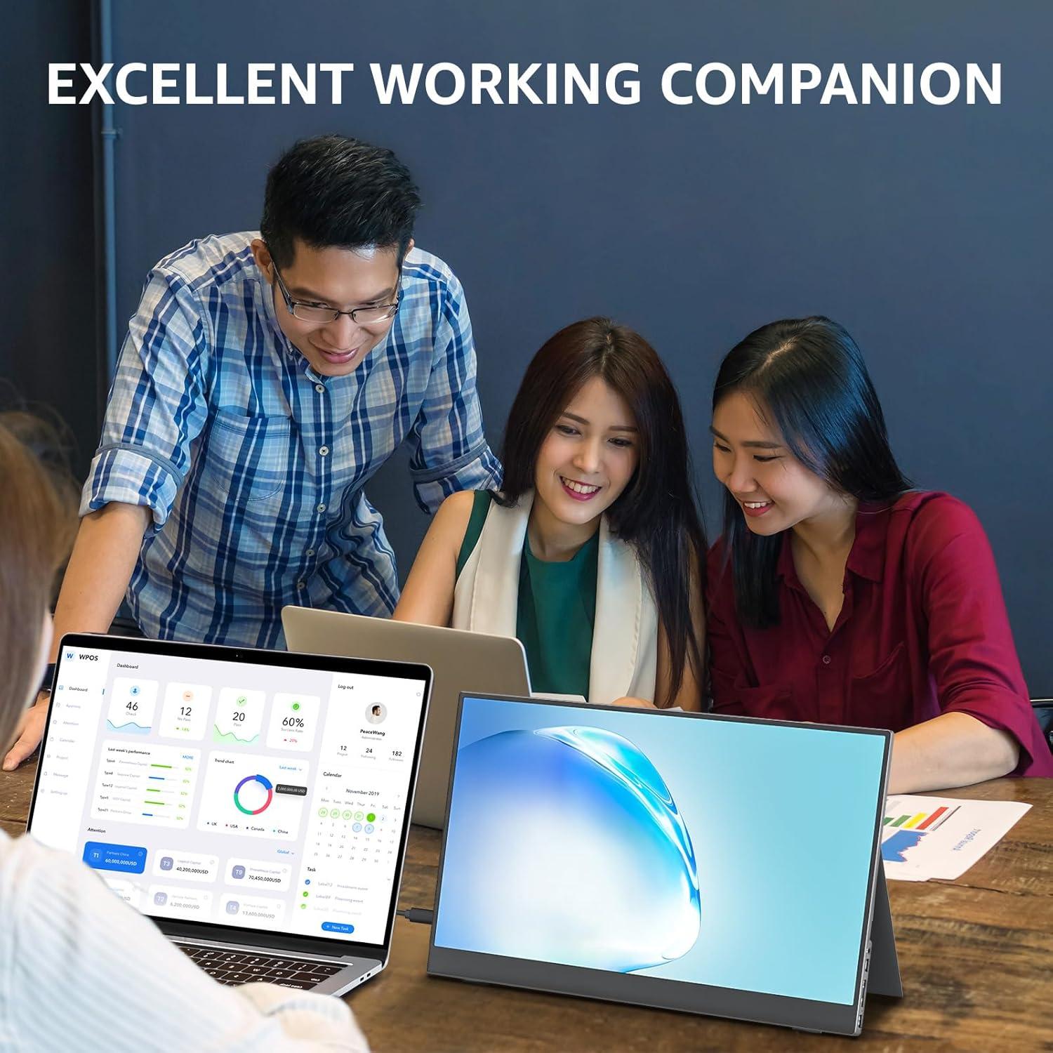 Monitor Portátil Cocopar 15.6" FHD 1080P USB-C HDMI con Soporte