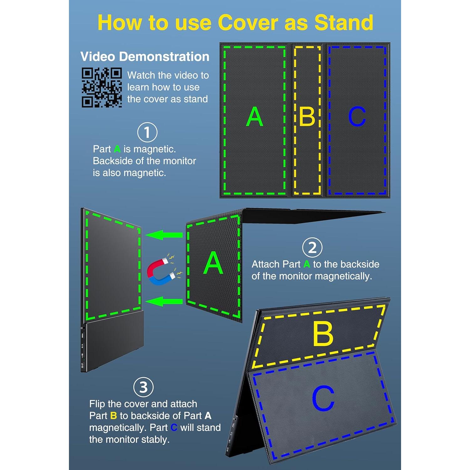 Monitor Portátil Cocopar 15.6" FHD 1080P USB-C HDMI con Soporte