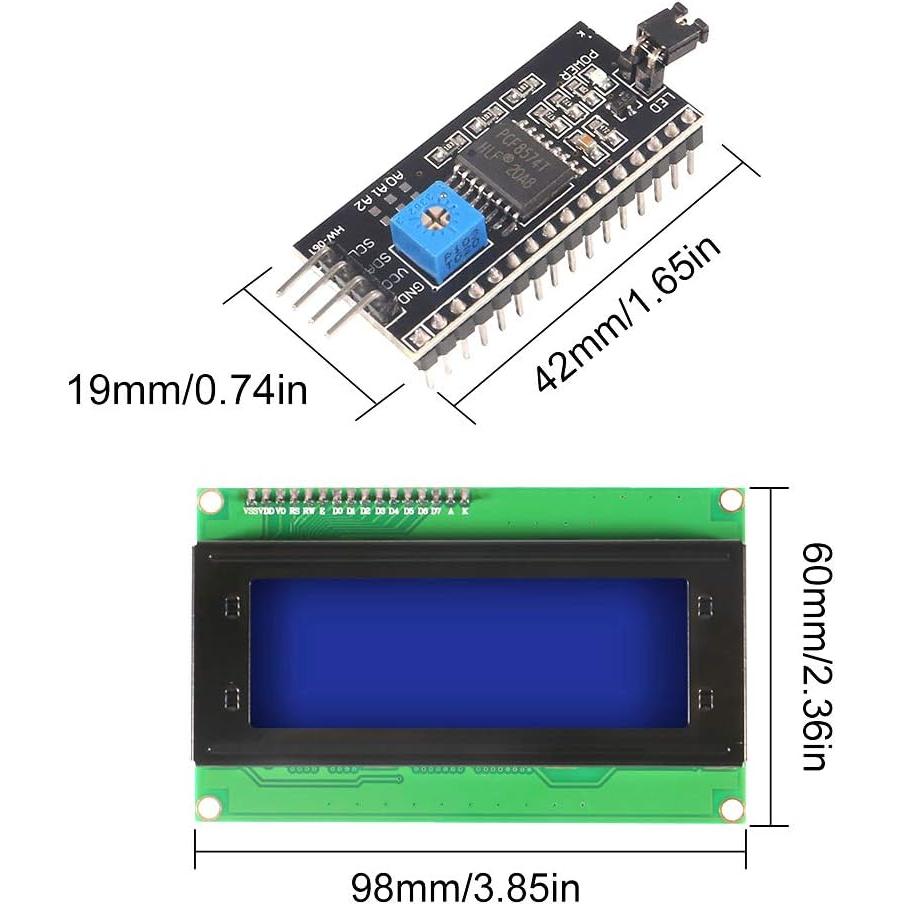 Módulo LCD 2004 I2C DORHEA 20x4 Retroiluminación Azul