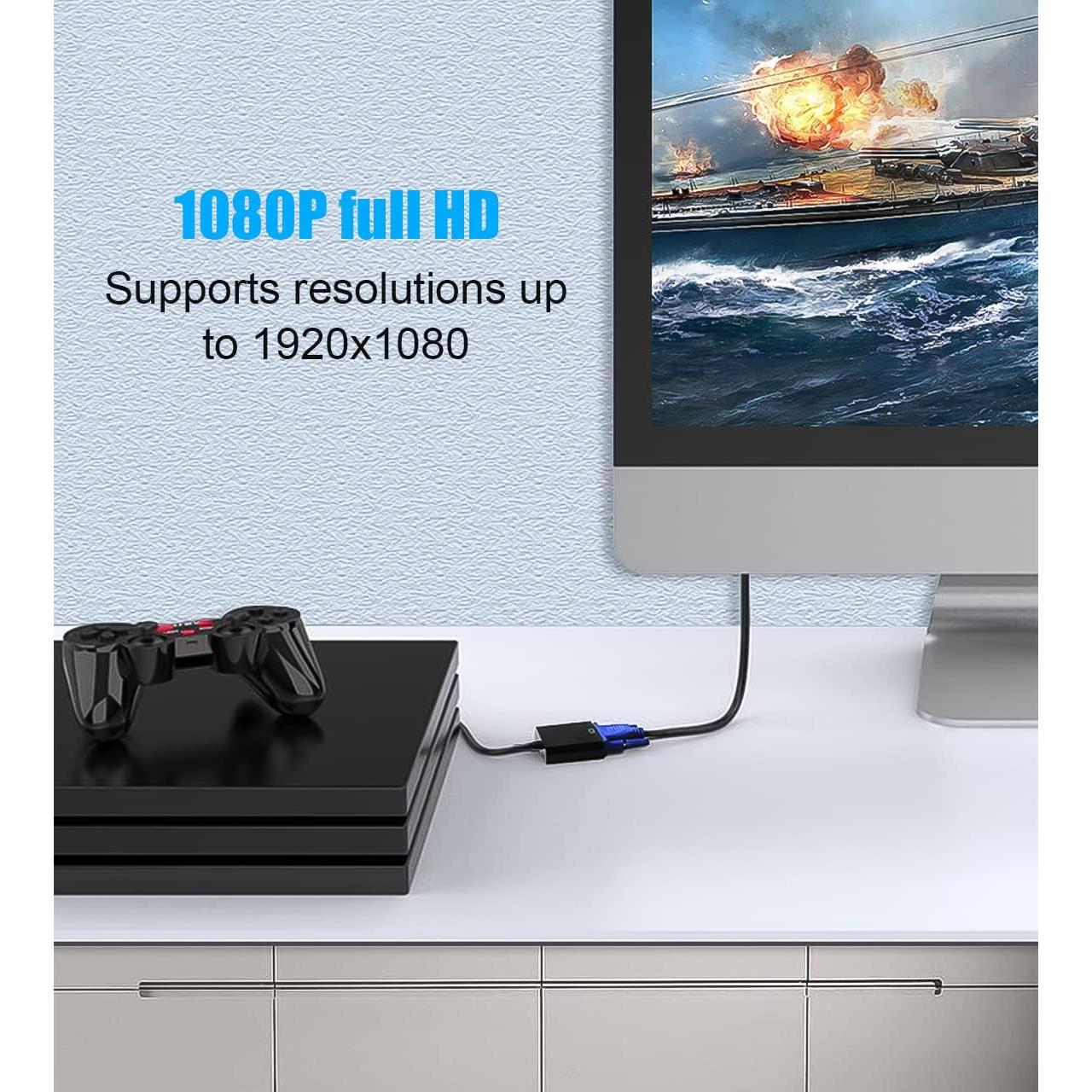 Adaptador HDMI a VGA QINGLER 1080P Macho a Hembra - Negro