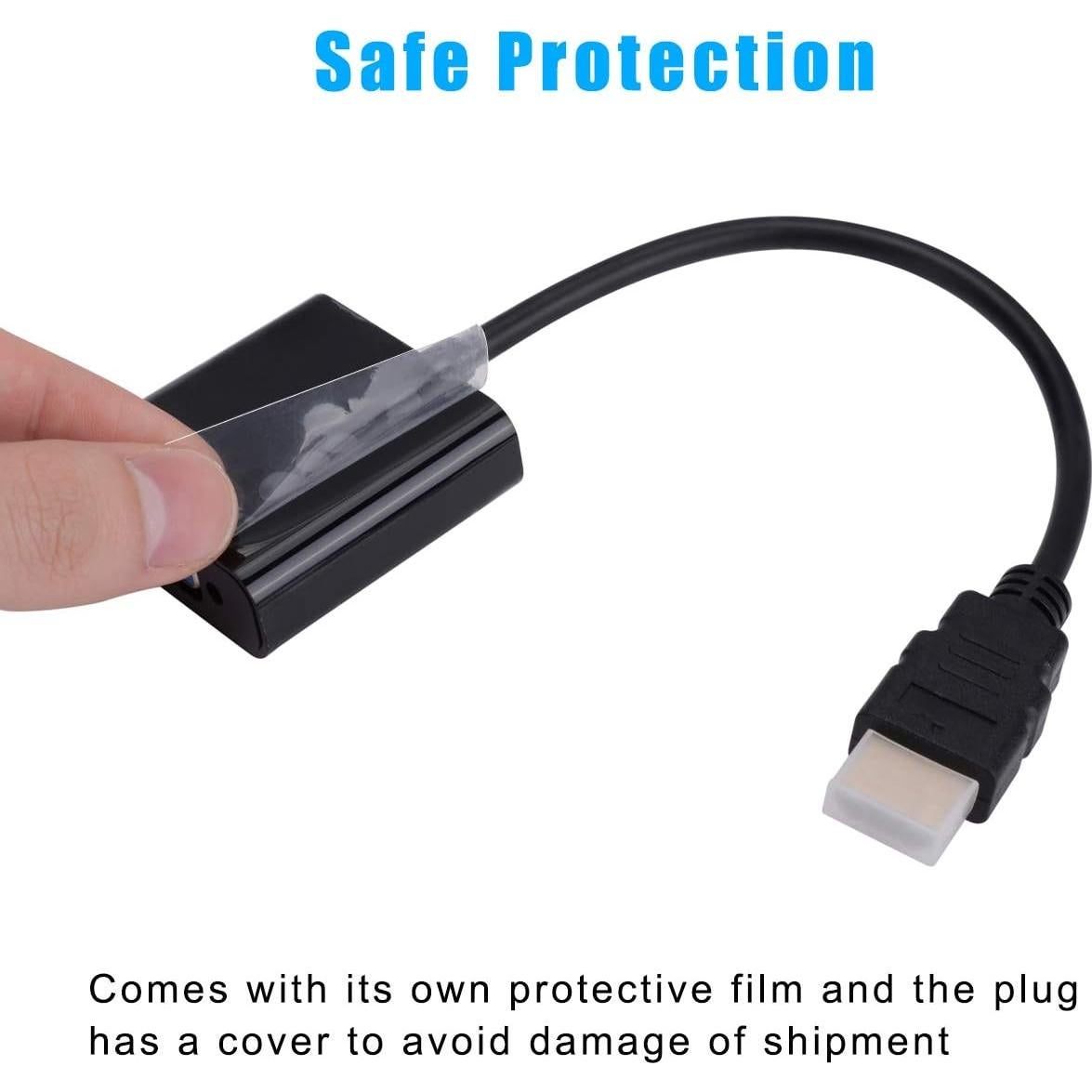 Adaptador HDMI a VGA QINGLER 1080P Macho a Hembra - Negro