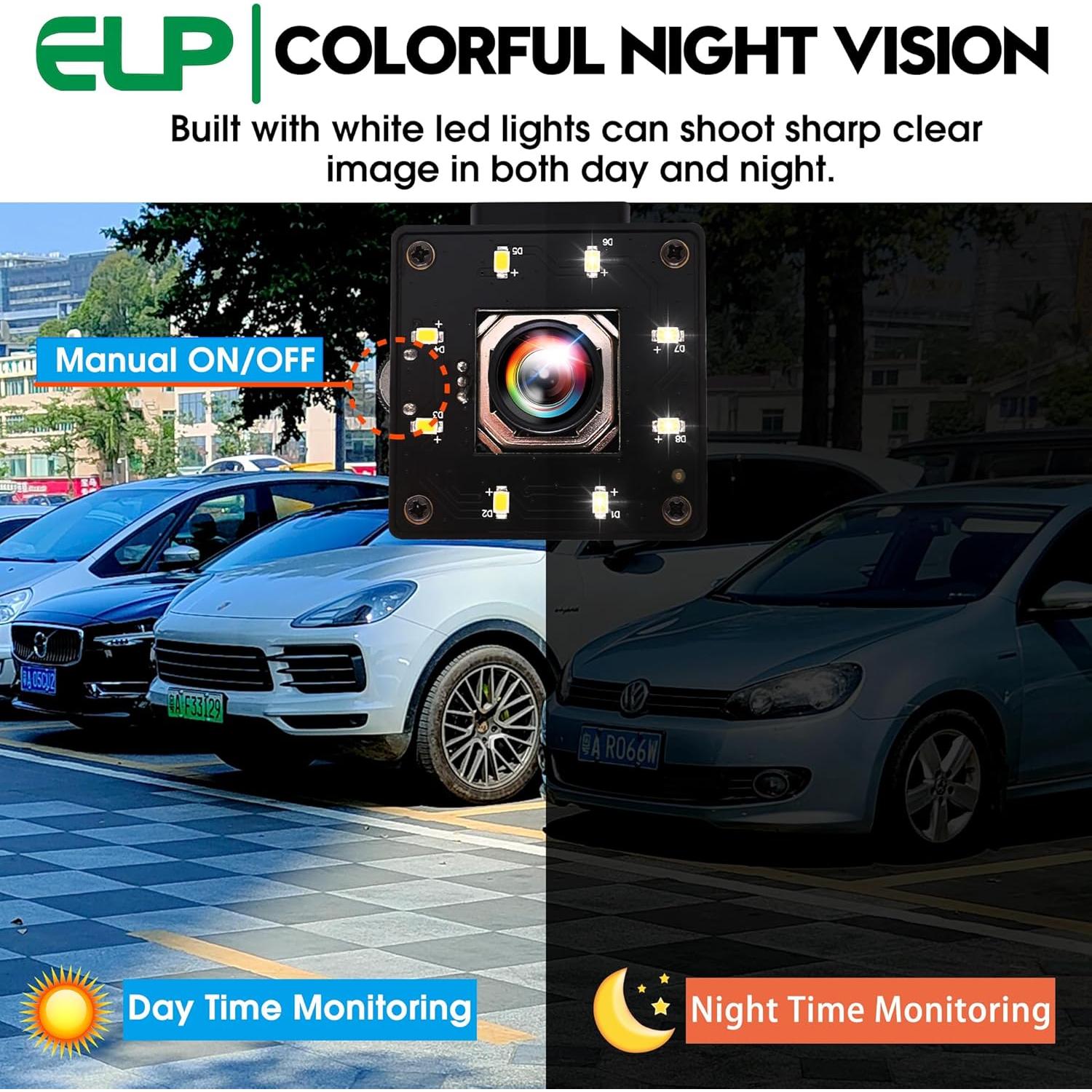 Cámara USB 4K ELP IMX415 Autofoco 100° para PC y Raspberry Pi