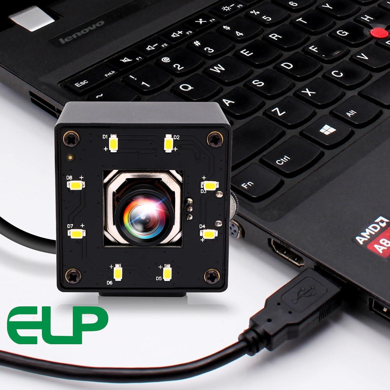 Cámara USB 4K ELP IMX415 Autofoco 100° para PC y Raspberry Pi