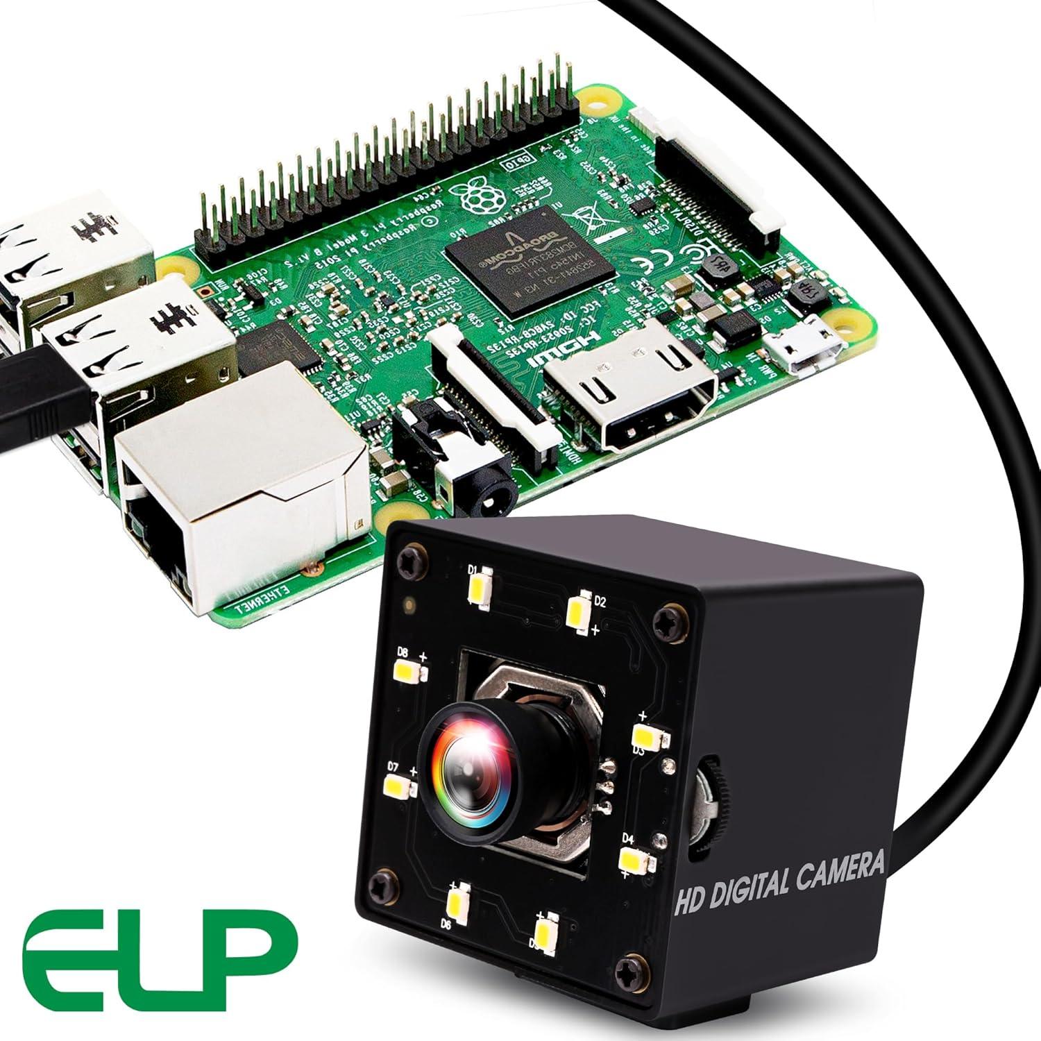 Cámara USB 4K ELP IMX415 Autofoco 100° para PC y Raspberry Pi