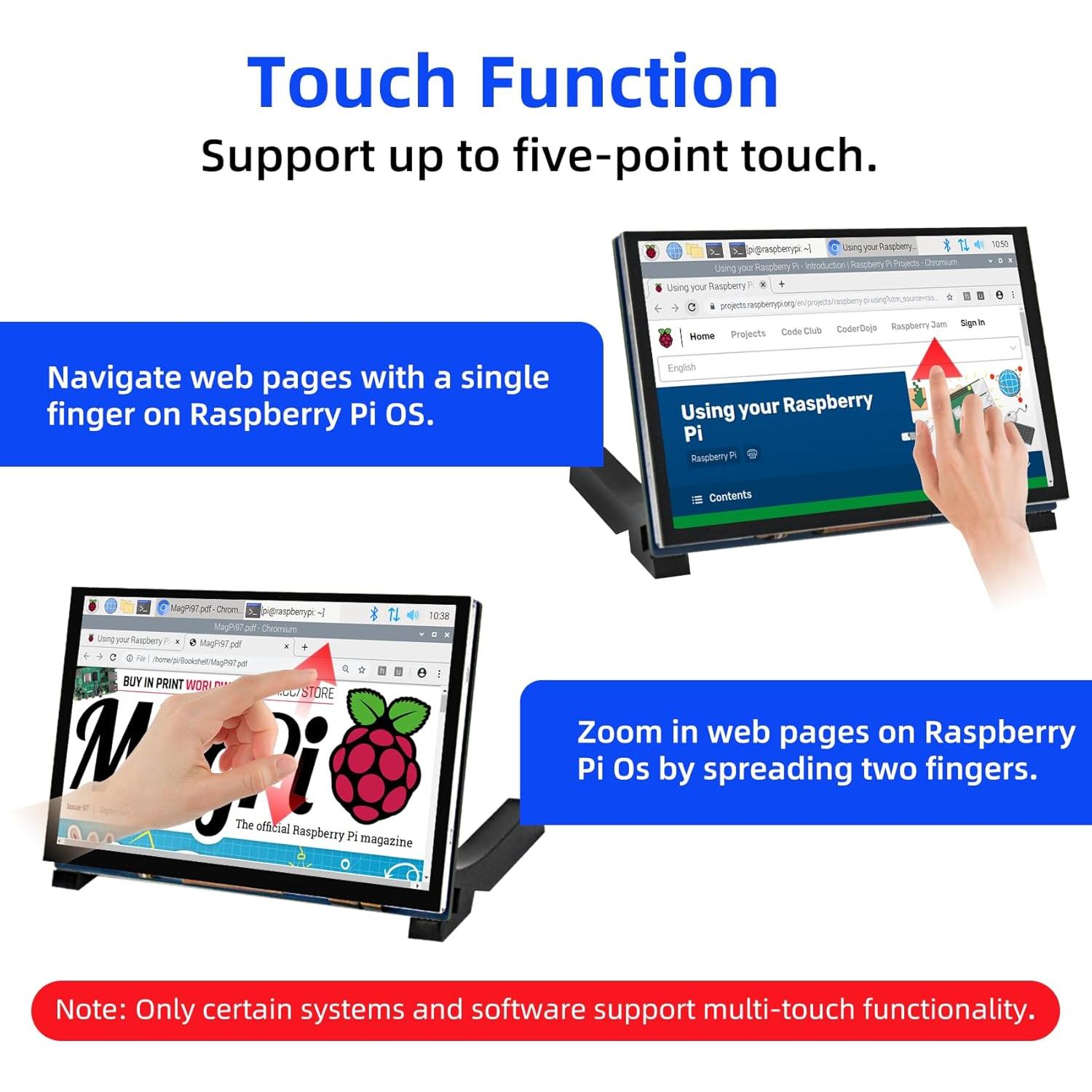 Pantalla Táctil IPS 12.7 cm iUoyoMon para Raspberry Pi 5/4/3