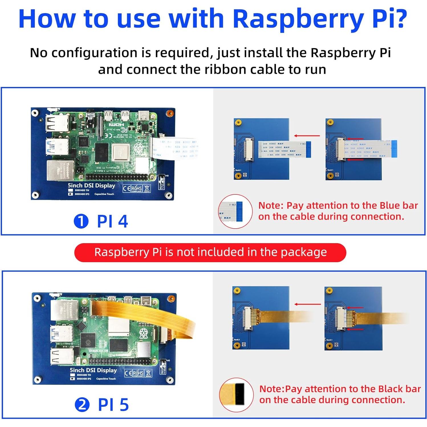 Pantalla Táctil IPS 12.7 cm iUoyoMon para Raspberry Pi 5/4/3