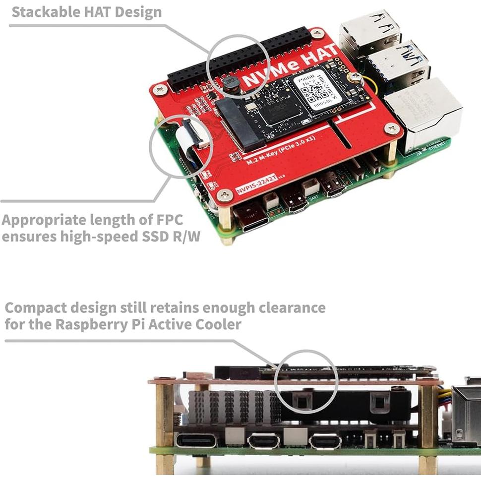 Placa Base SSD NVMe M.2 OYOYOZ 2242T para Raspberry Pi 5