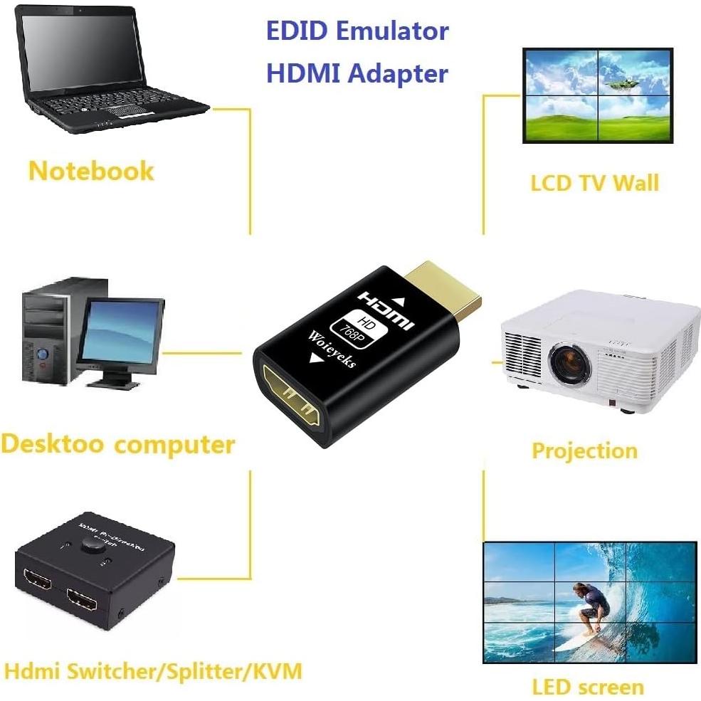 Emulador EDID HDMI Woieyeks 1024x768@60Hz Passthrough