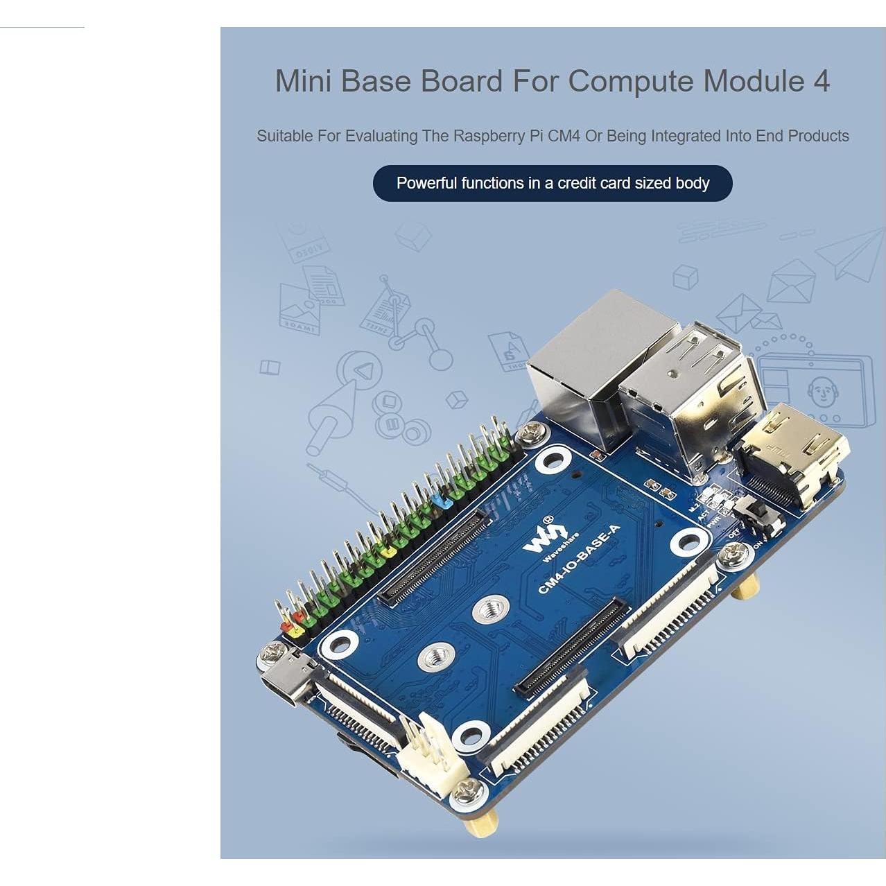 Mini Base Board para Raspberry Pi CM4 Waveshare - Conector GPIO 40PIN