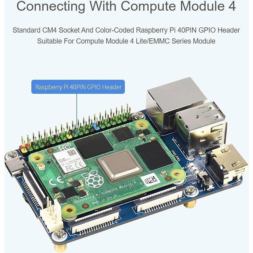 Mini Base Board para Raspberry Pi CM4 Waveshare - Conector GPIO 40PIN