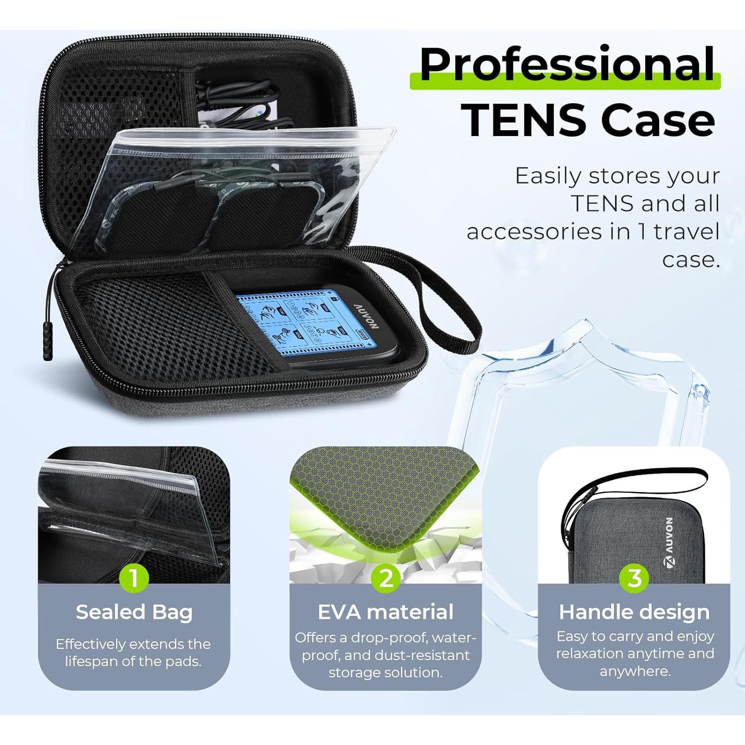 AUVON Estimulador Muscular TENS 3-en-1 con 24 Modos