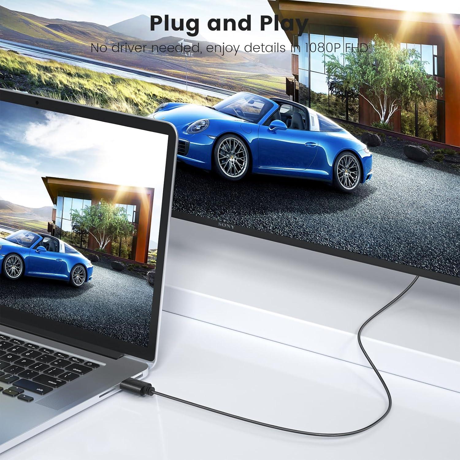 Adaptador HDMI a VGA FOINNEX 2M 1080P para PC y Proyector