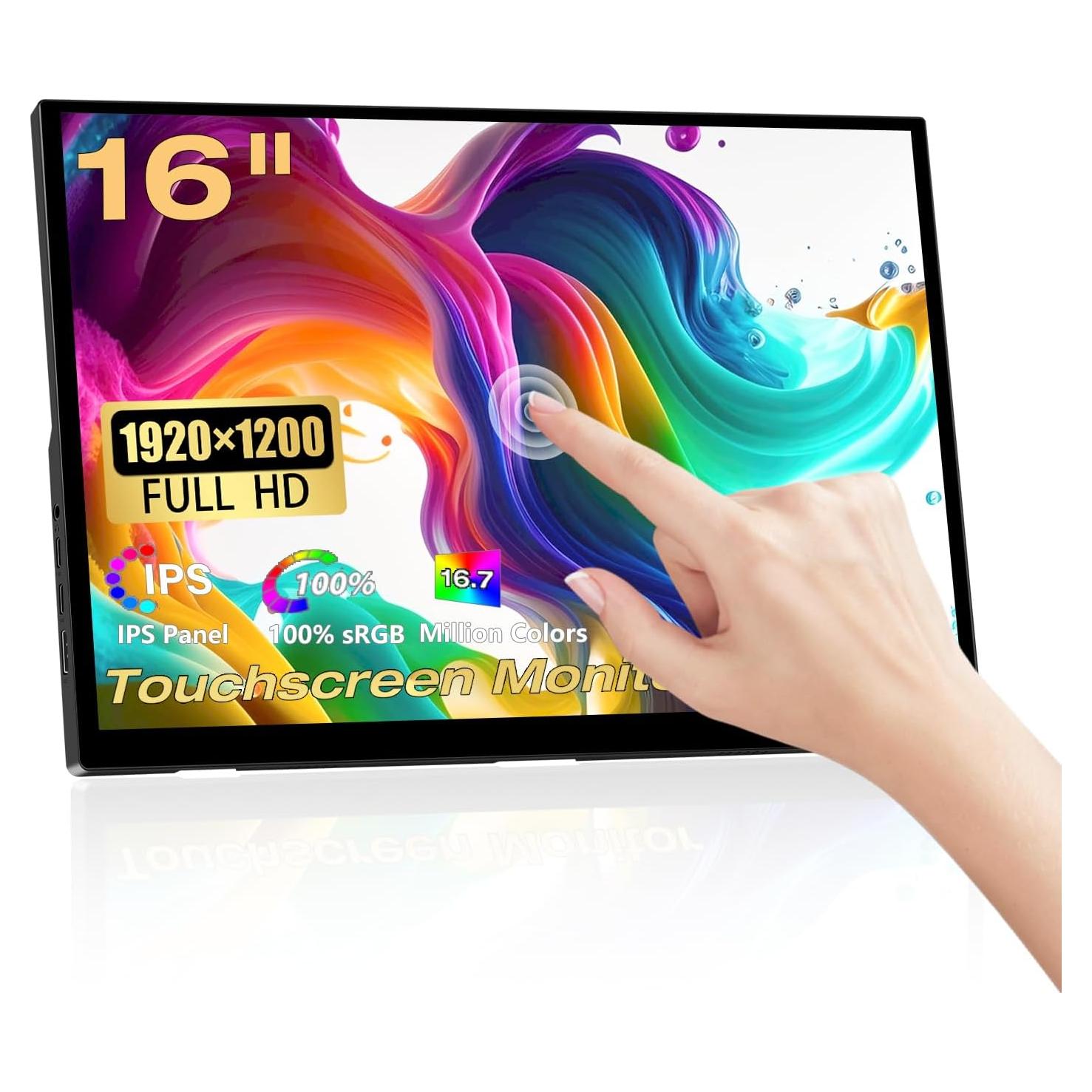 Monitor Portátil 16" FHD Táctil IPS USB-C HDMI 1920x1200