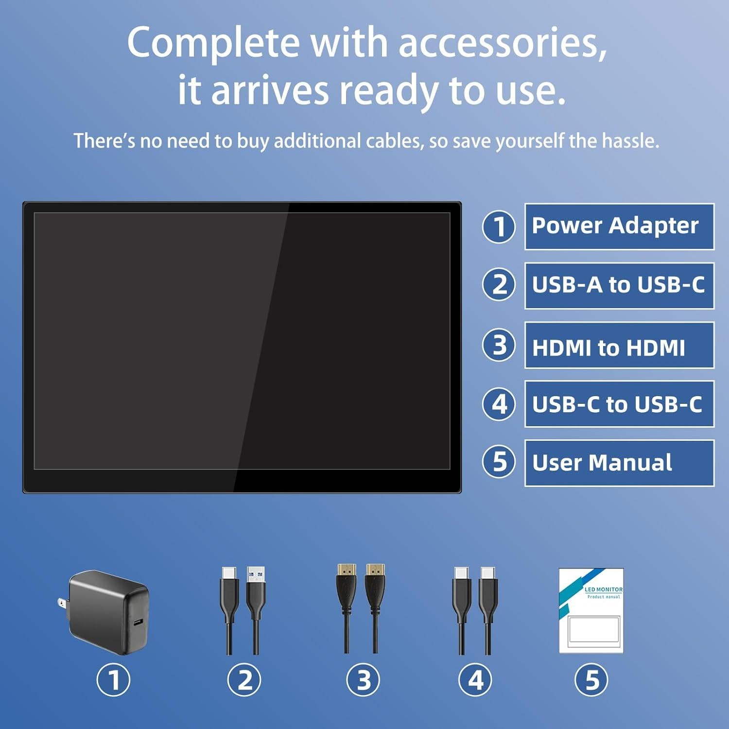 Monitor Portátil 16" FHD Táctil IPS USB-C HDMI 1920x1200