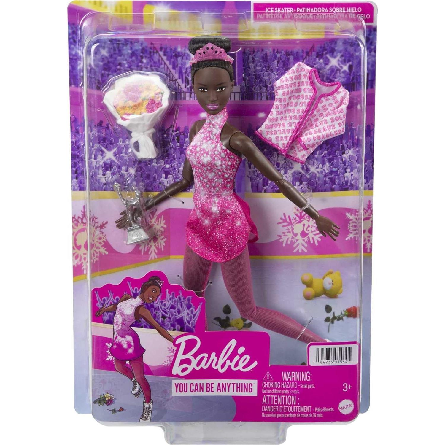 Muñeca Barbie Patinadora de Invierno Mattel 30.48 cm Rosa
