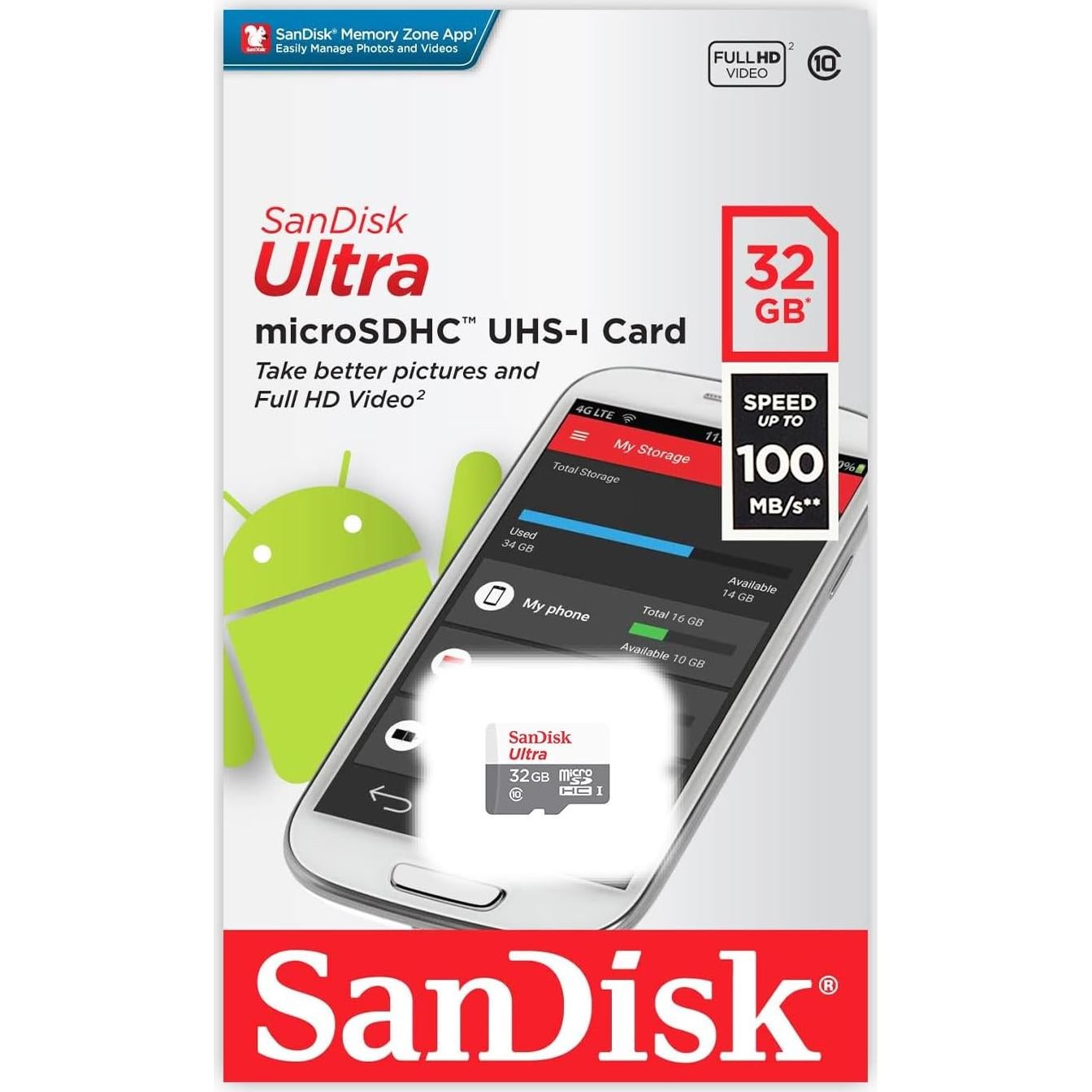 Tarjeta de Memoria Micro SDHC SanDisk Ultra 32GB Clase 10