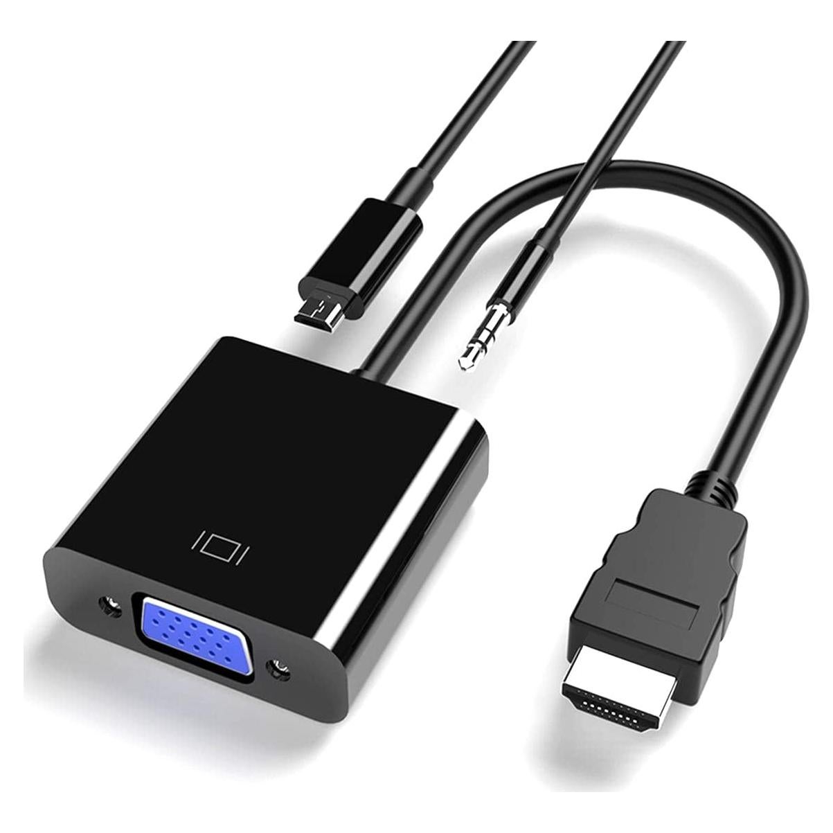 Adaptador HDMI a VGA Cuxnoo 1080P con Audio 3.5mm USB