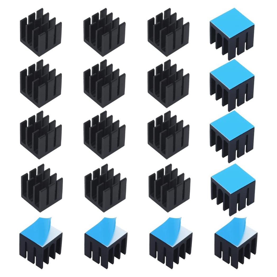 20 Disipadores de Calor de Aluminio 12x12x12mm con Cinta Adhesiva