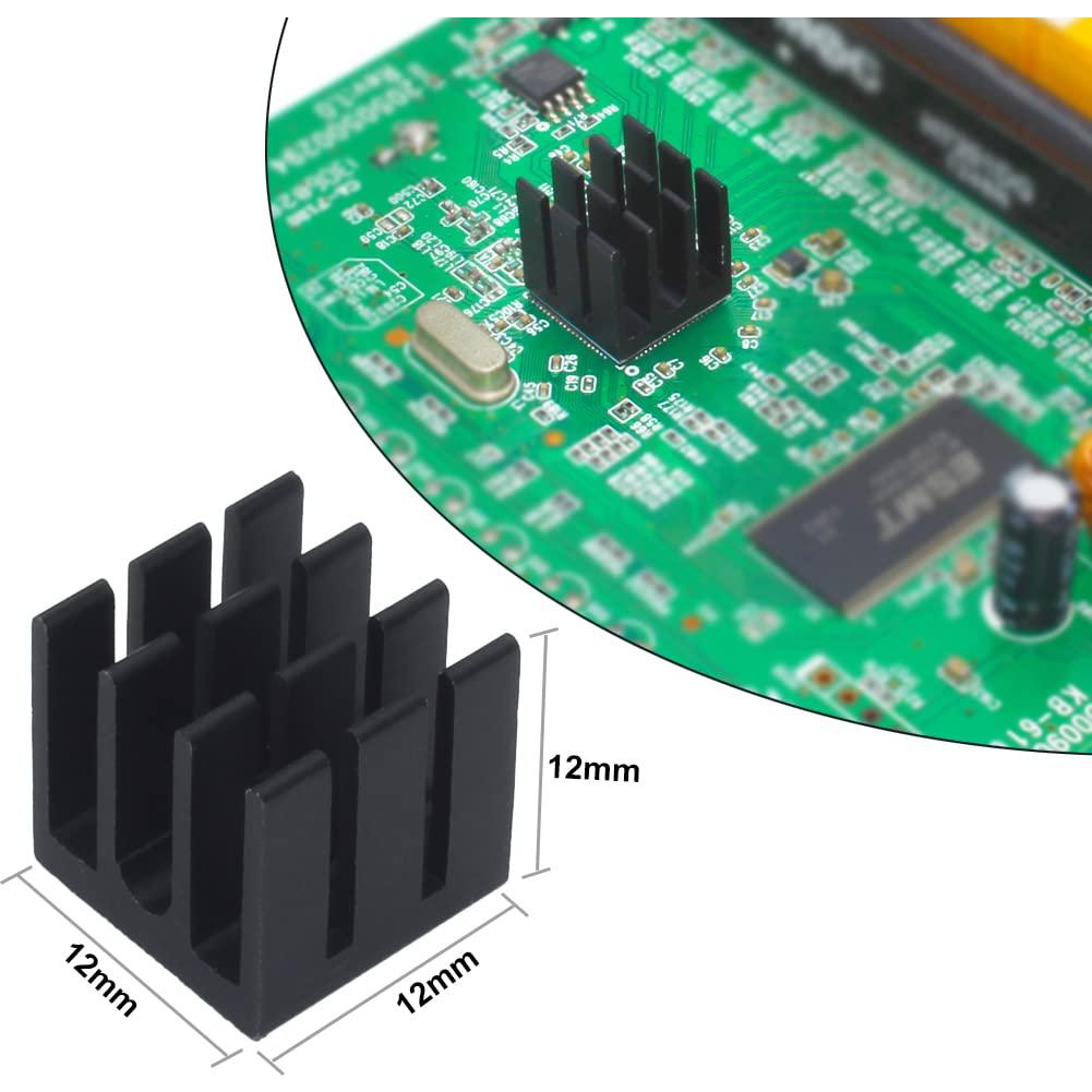 20 Disipadores de Calor de Aluminio 12x12x12mm con Cinta Adhesiva