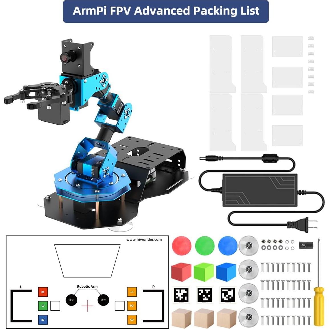 Brazo Robótico HiWonder ArmPi FPV 6DOF AI RPi 5 4GB