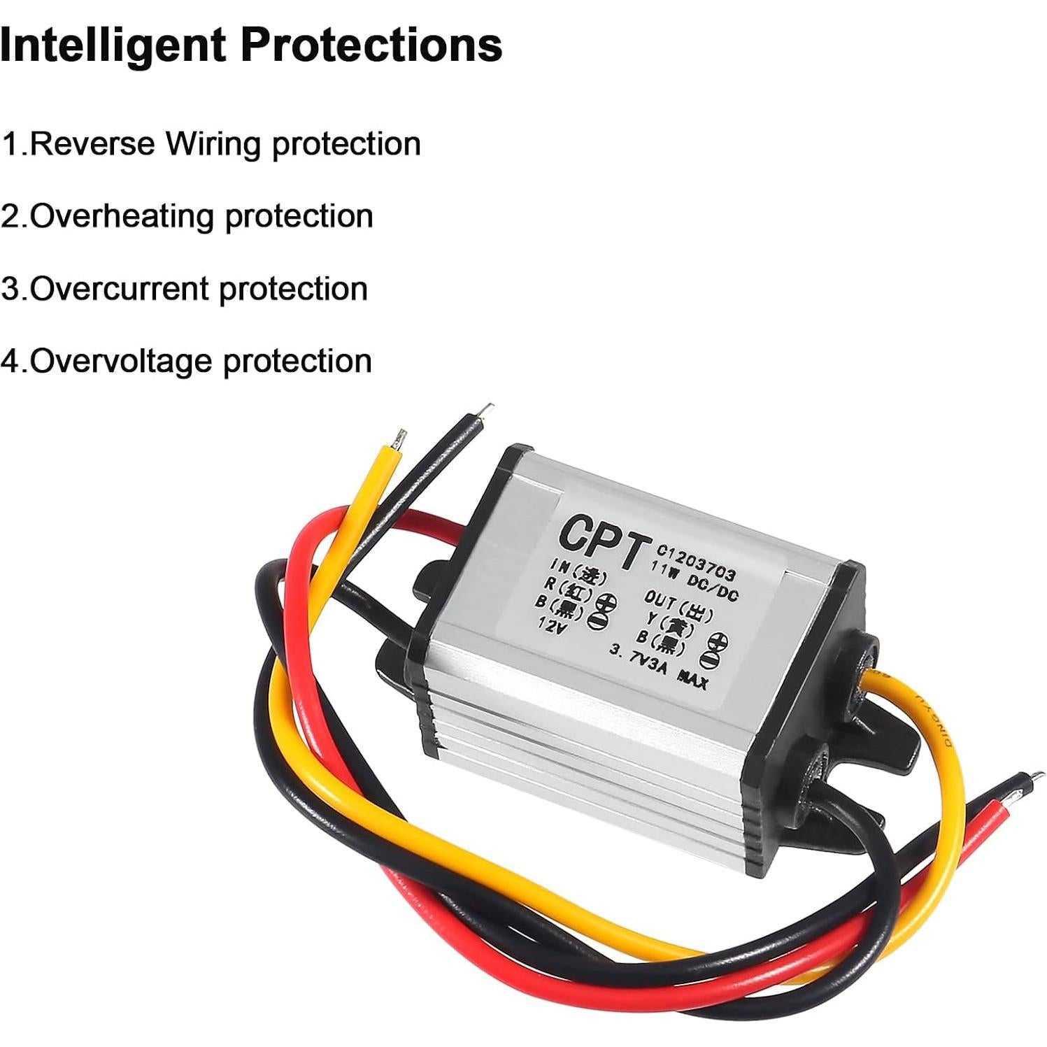 2 Pcs Convertidor DC 12V a 3.7V Regulador de Voltaje 3A