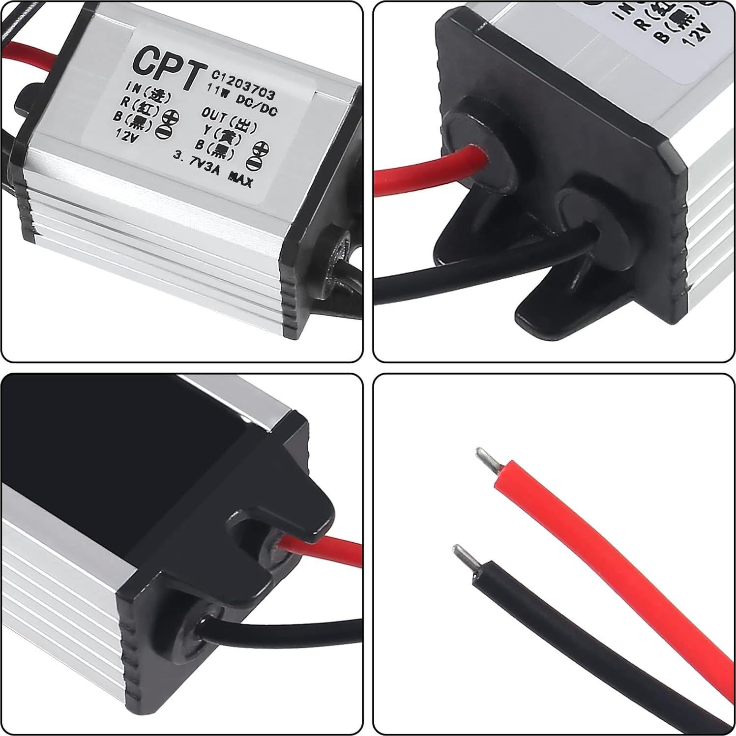 2 Pcs Convertidor DC 12V a 3.7V Regulador de Voltaje 3A