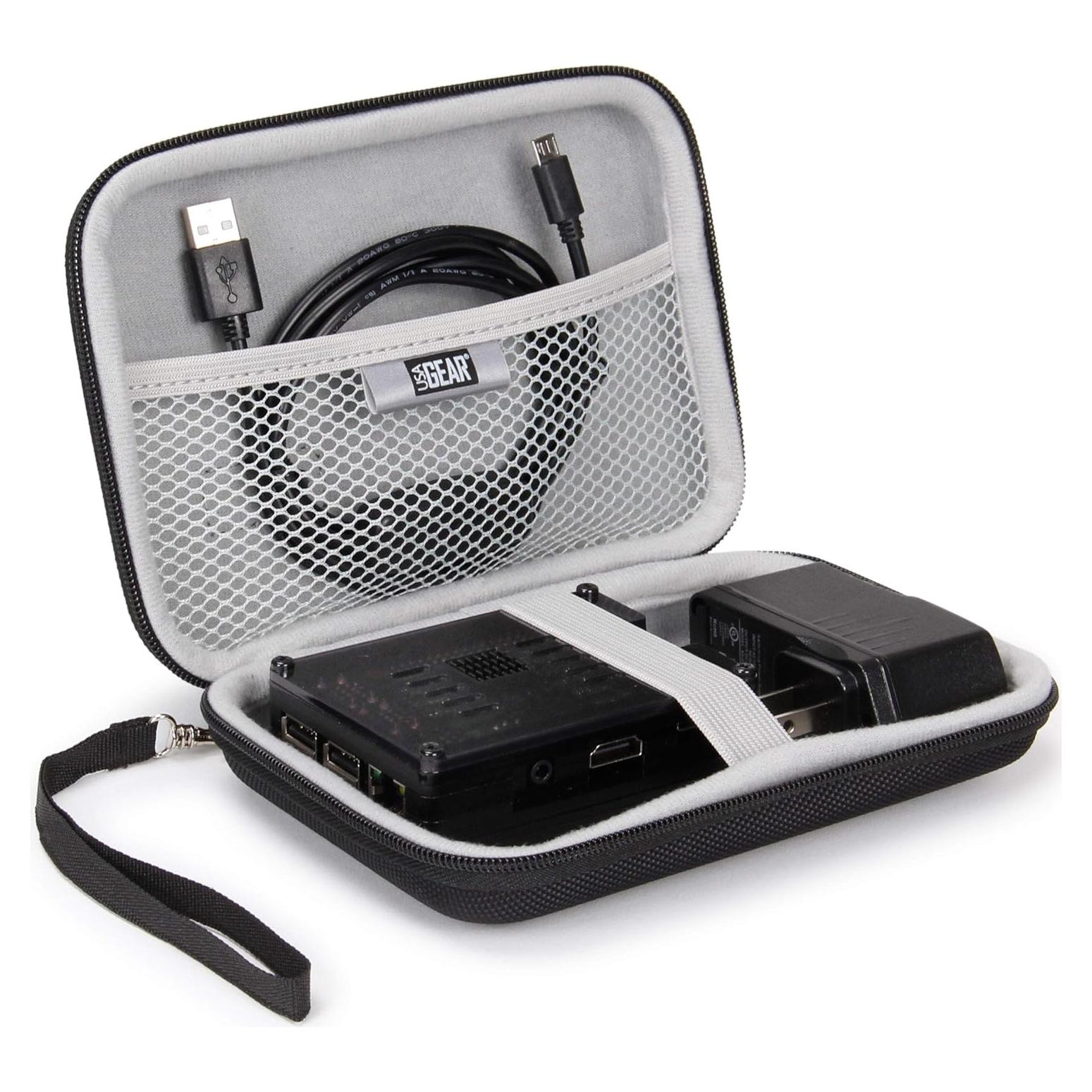 Funda de Viaje USA Gear para Raspberry Pi 3 y 4 - Negra