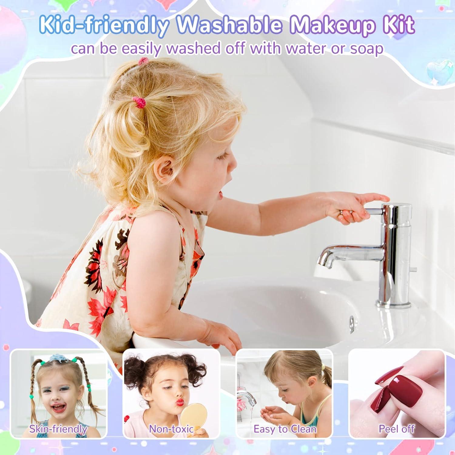 Conjunto de Maquillaje Lavable Merabufa para Niñas 45 Piezas