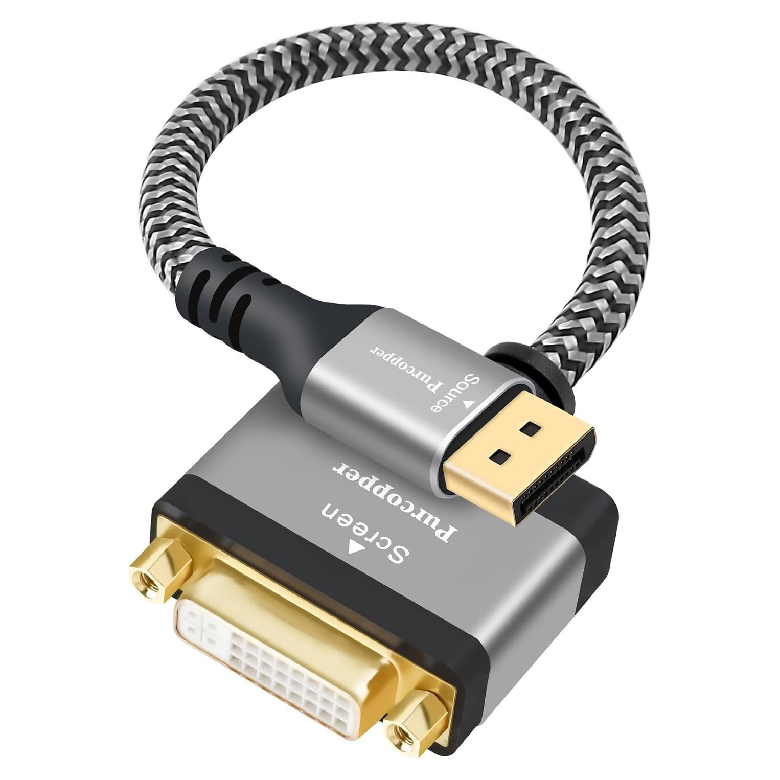 Adaptador DisplayPort 4K a DVI Purcopper - DP Macho a DVI Hembra