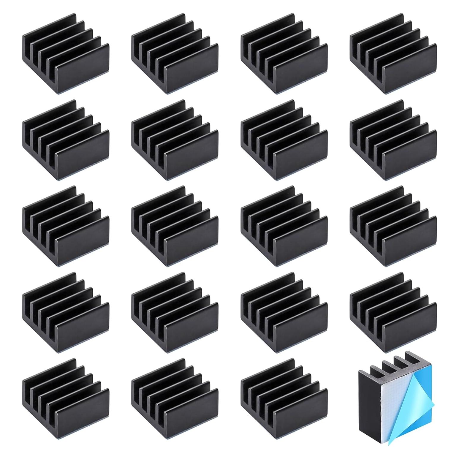 20 Disipadores de Calor Aluminio 9x9x5mm Manesi con Cinta 3M