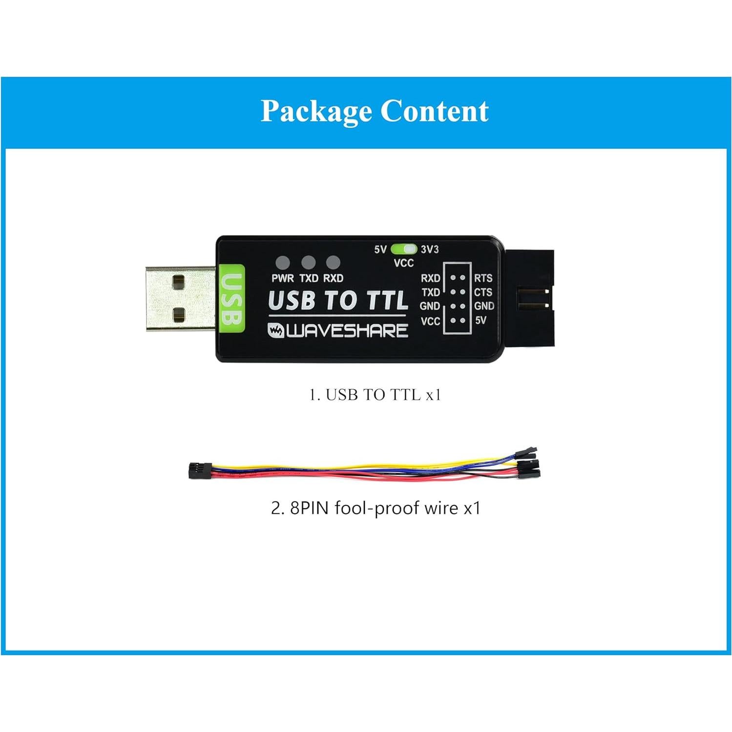 Convertidor USB a TTL Industrial UeeKKoo FT232RNL 18g
