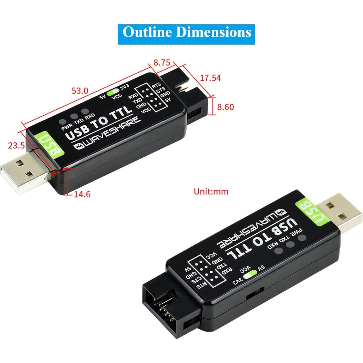 Convertidor USB a TTL Industrial UeeKKoo FT232RNL 18g