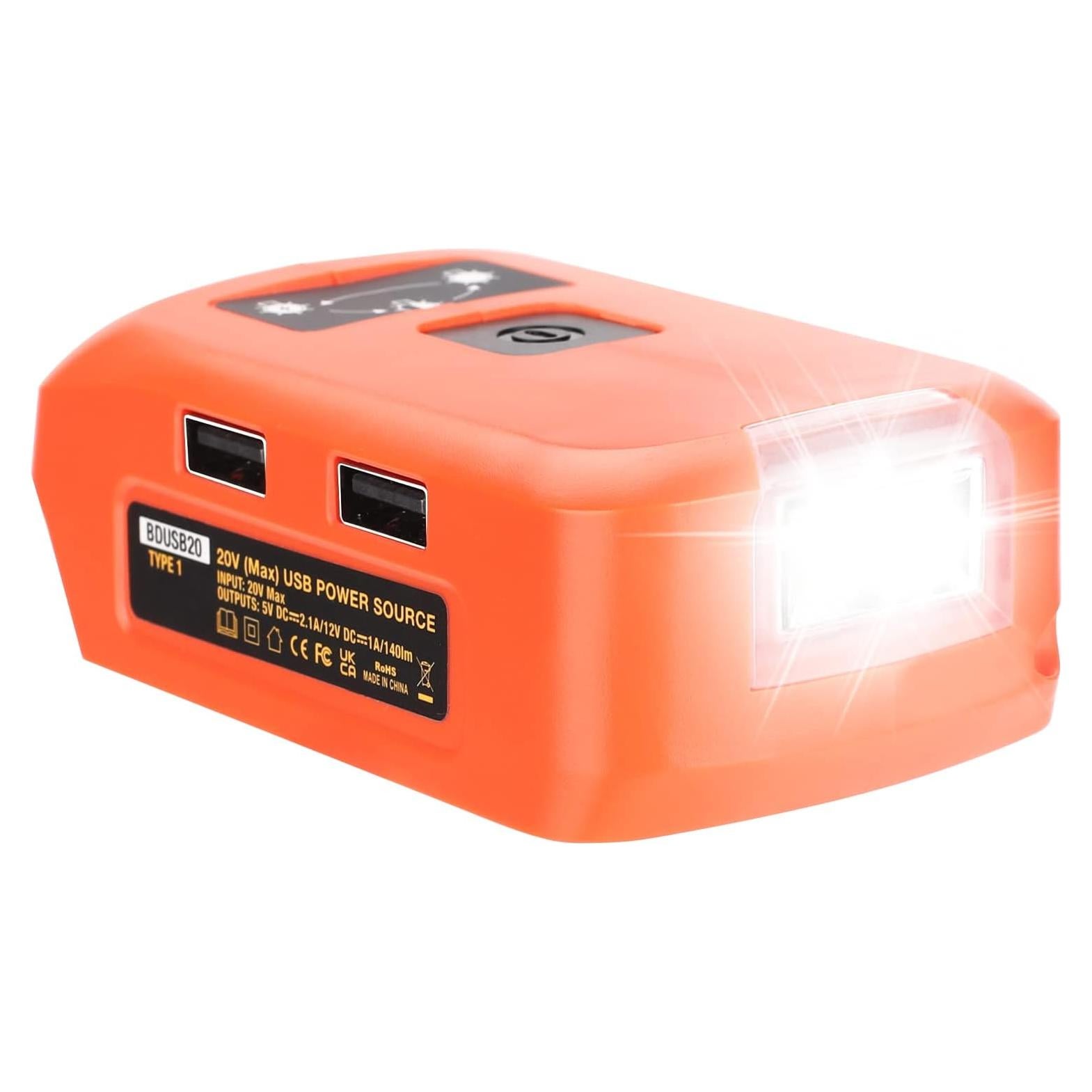 Adaptador de Batería Taingwei 20V para Black & Decker, Cargador USB