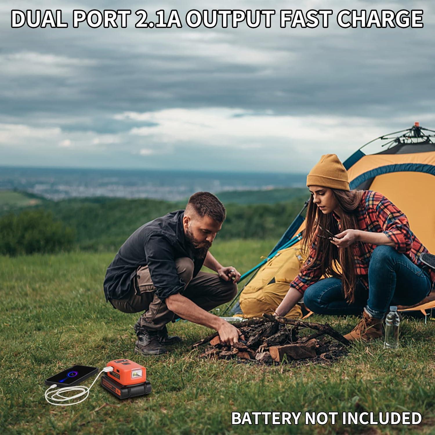 Adaptador de Batería Taingwei 20V para Black & Decker, Cargador USB